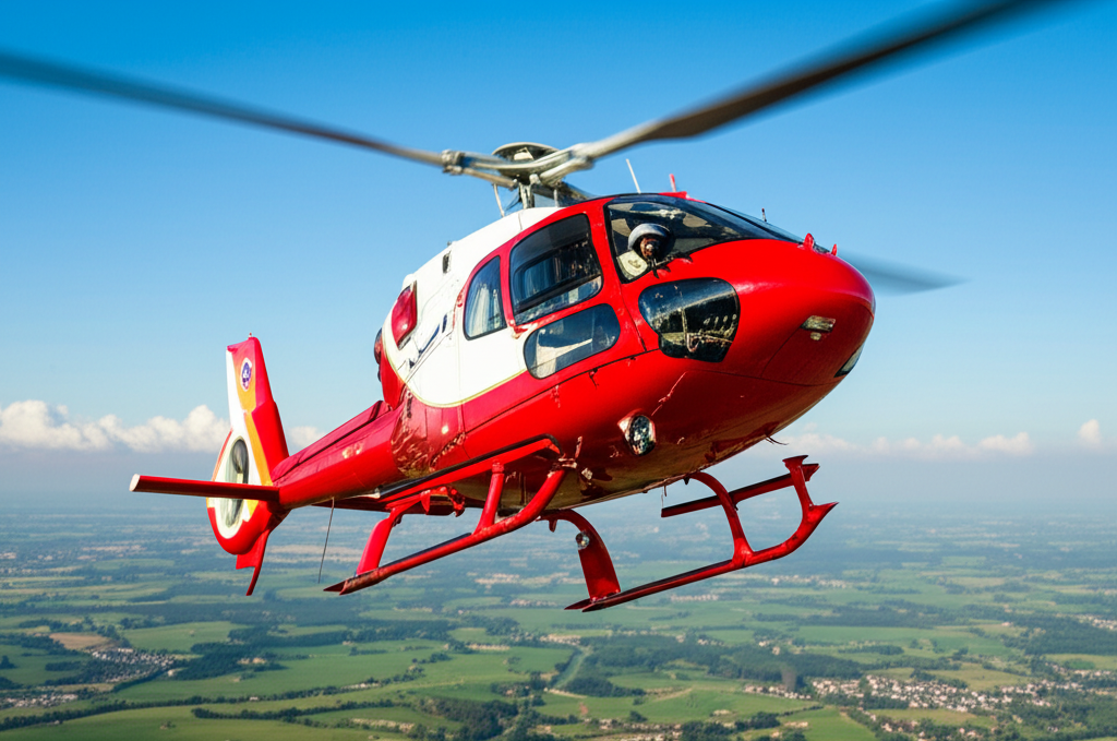 Medical evacuation helicopter in flight
